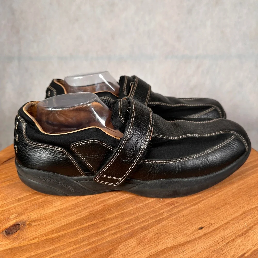 Dr. Comfort Douglas Loafers Mens 12W Black Good Leather Lycra Strap 6610